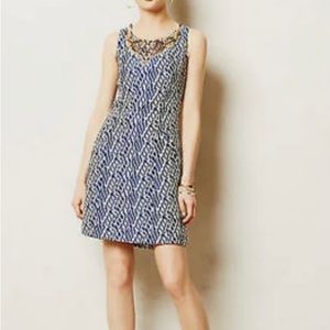 Moulinette Sours Anthropologie Blue Mul-
berry Road Mini Sheath
Dress Size 0